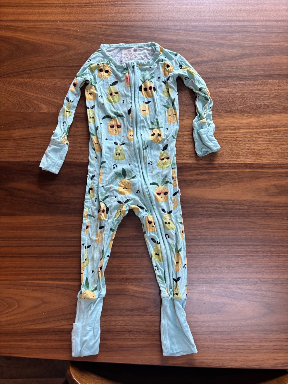 Little Sleepies Light Blue Pineapple Print Zip Pajamas
